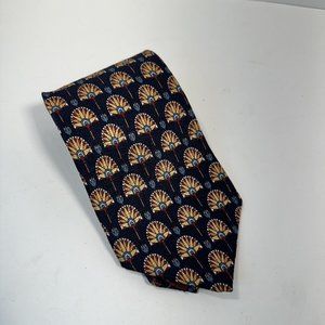 Hastings Bay SILK Neck Tie Geometric Fans Vintage Made In USA Art Deco
